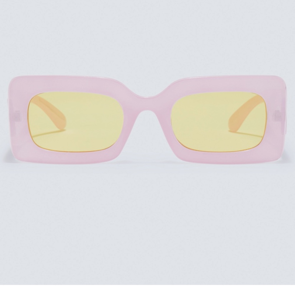Urban Outfitters Margot Oversized Rectangle Sunglasses in Pink and Yellow